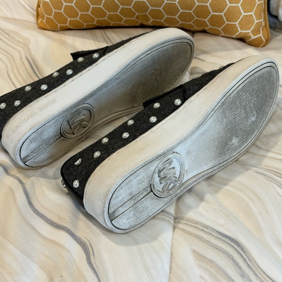 Michael Kors Keaton slip-on gray flannel slip pearl embellished loafers size 6.5 - Picture 8 of 10